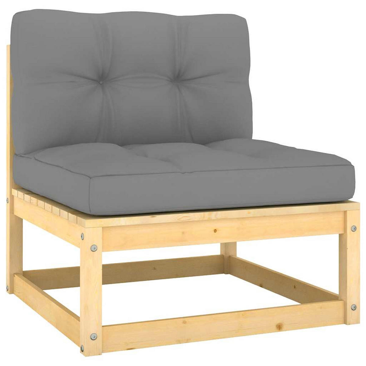 GARTEN-LOUNGE-SET 2-teilig Mit Kissen Kiefer Massivholz - Grau, Holz/Textil - vidaXL