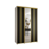 SCHWEBETÜRENSCHRANK 235,2/150/60 3-türig - Goldfarben/Schwarz, Holz/Metall (150/235/60cm) - Abiks Möbel