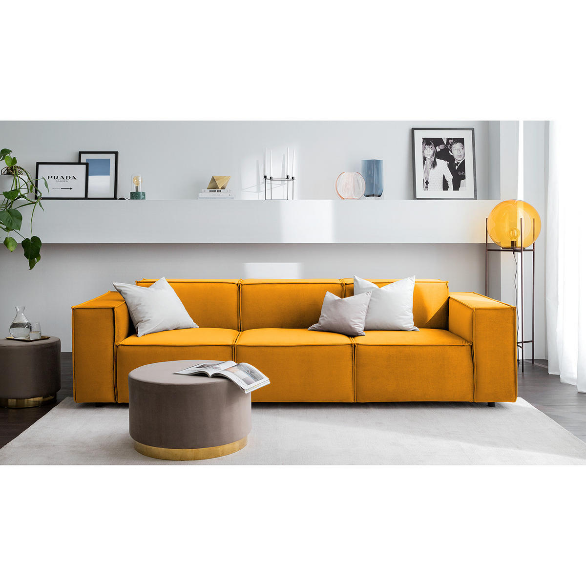 3-SITZER SOFA - Gelb, Textil (260/70/96cm) - home24