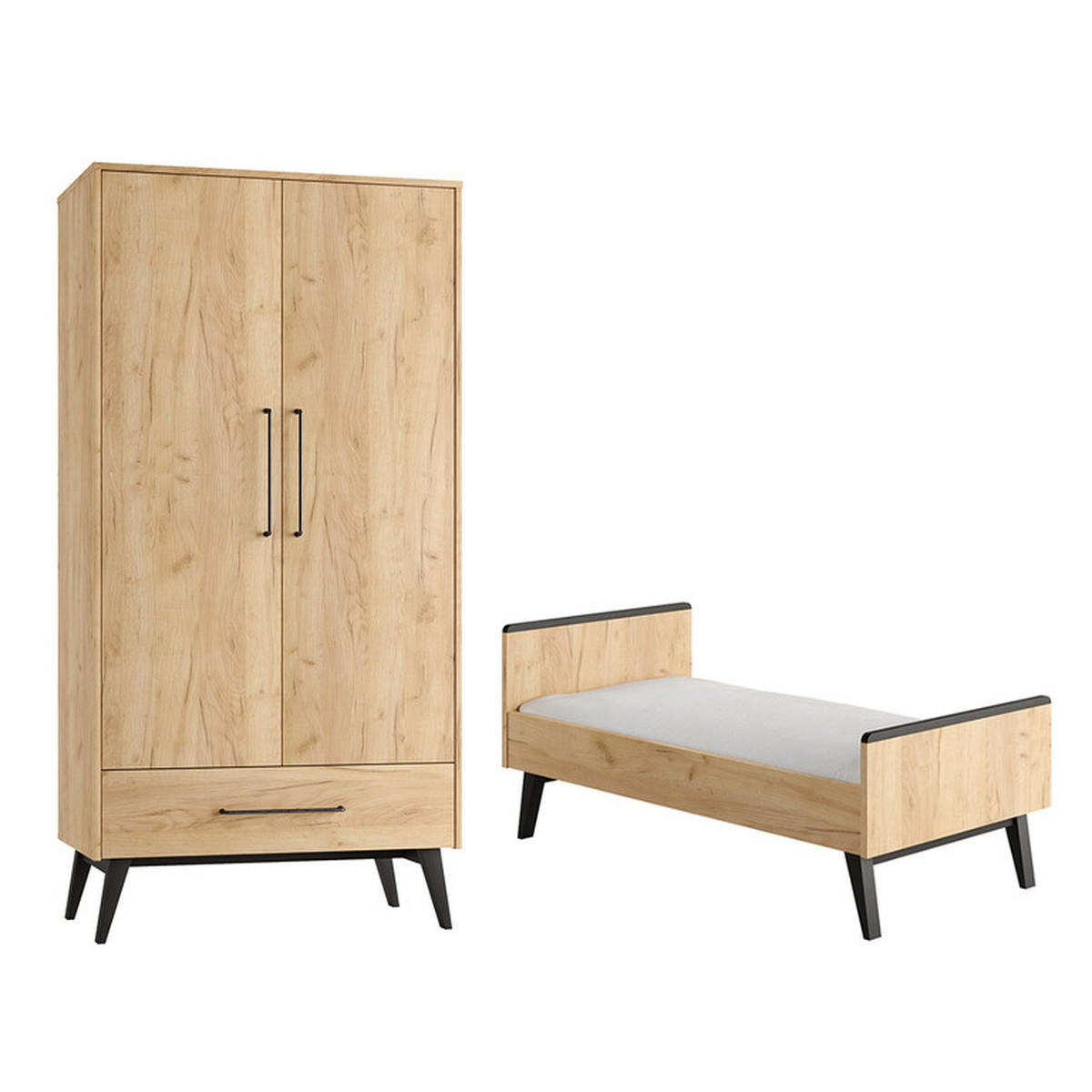 POKOJ PRO MIMINKO 2DÍLNÝ Retro Dřevo - hnědá, kompozitní dřevo (144.4/91.6/75.2cm) - Petits-meubles