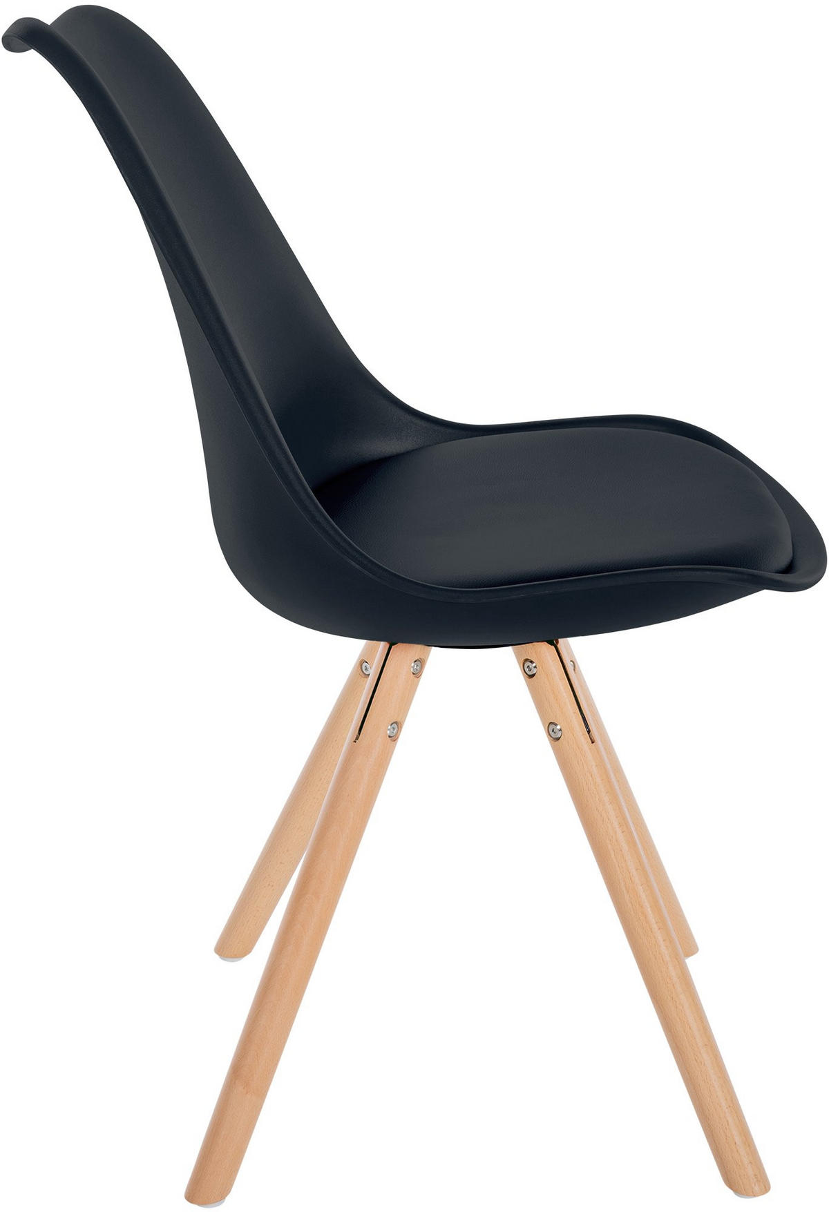 STUHL Kunststoff schwarz - Eukalyptusholzfarben/Schwarz, Holz/Kunststoff (48/81/54cm) - CLP