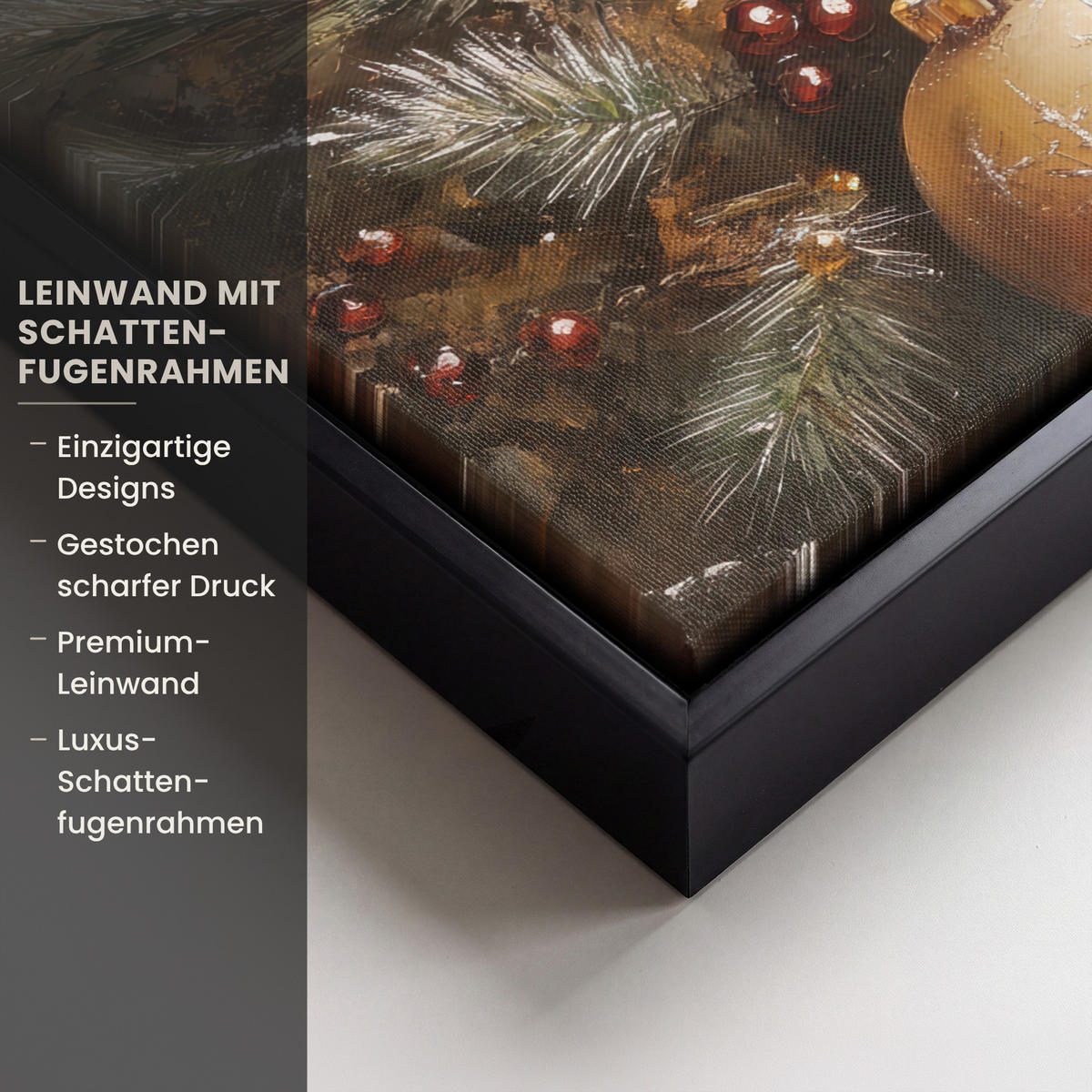 LEINWAND Bilder mit Rahmen - Weihnachten - Kugeln - Beige - Gold - 40x30 - Goldfarben, Textil (40/30cm) - MuchoWow