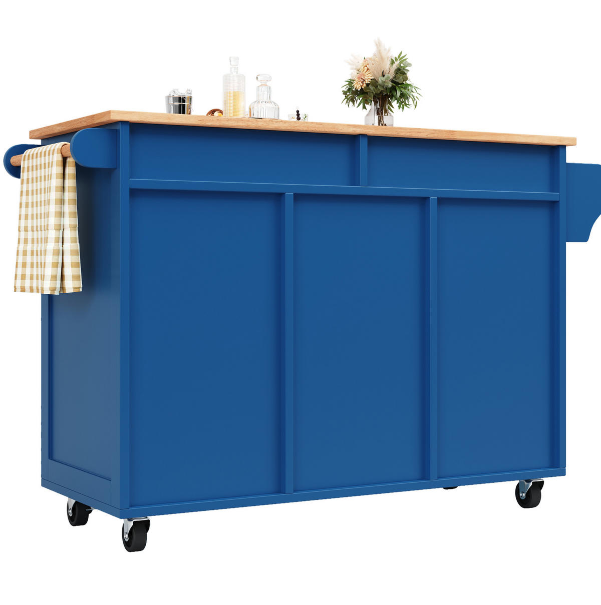 KÜCHENINSEL 102/45/92 cm blau aus MDF/Metall mit Rollen - Blau, Holzwerkstoff (102/92/45cm) - OKWISH
