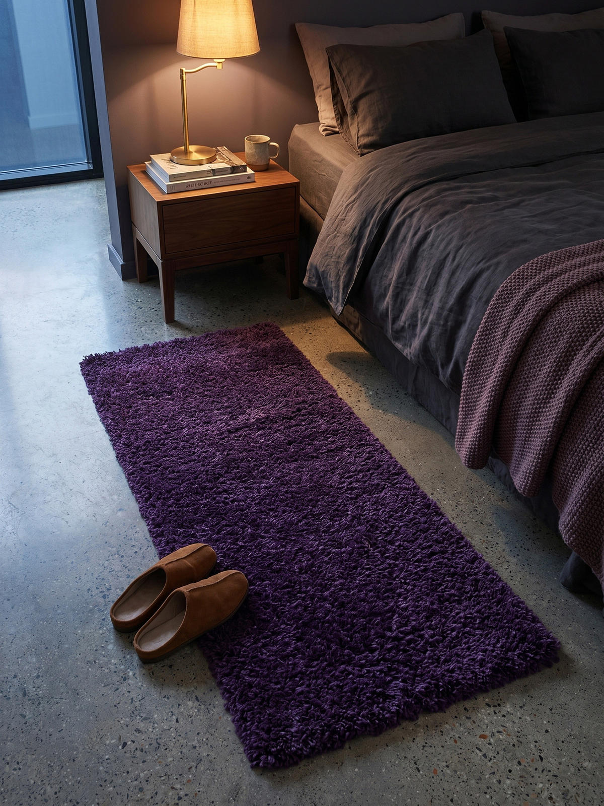 TEPPICH Wohnzimmer Hochflor Einfarbig Weich Flauschig Waschbar Läufer Violett 80x250 cm – SALZACH - Lila, Textil (80/250cm) - KADIMA DESIGN