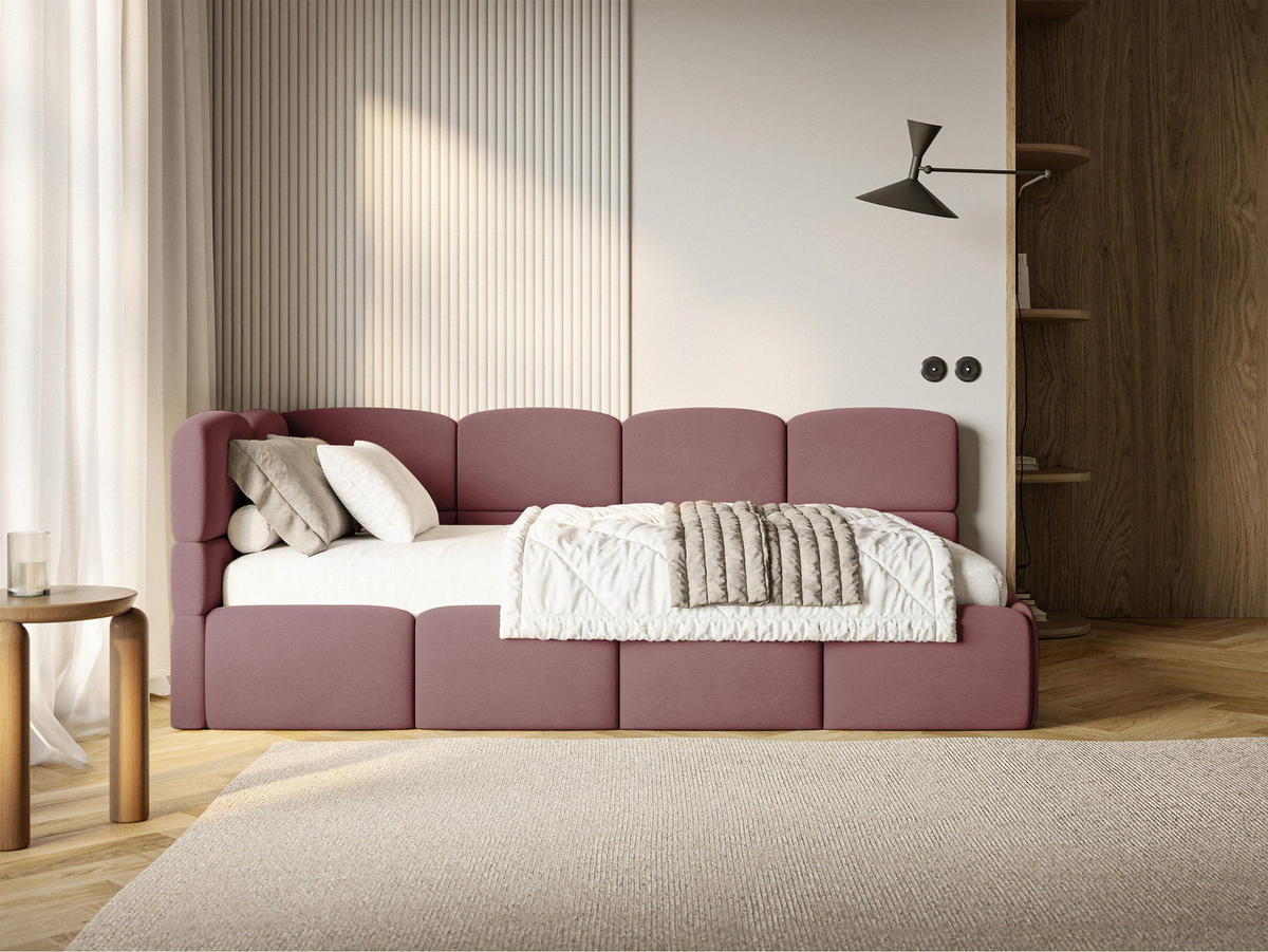 ŠTUDENTSKÁ POSTEĽ Cloudy ružová 90x200 cm, záhlavie vľavo, zamat - čierna/pink, textil/plast (90/200cm) - Selsey