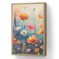 NÁSTĚNNÁ LAMPA S AKUMULÁTOREM Květiny - Příroda - Akvarel - Umění 40x60 cm - různobarevná, kompozitní dřevo (40/60/8cm) - OnlyWow
