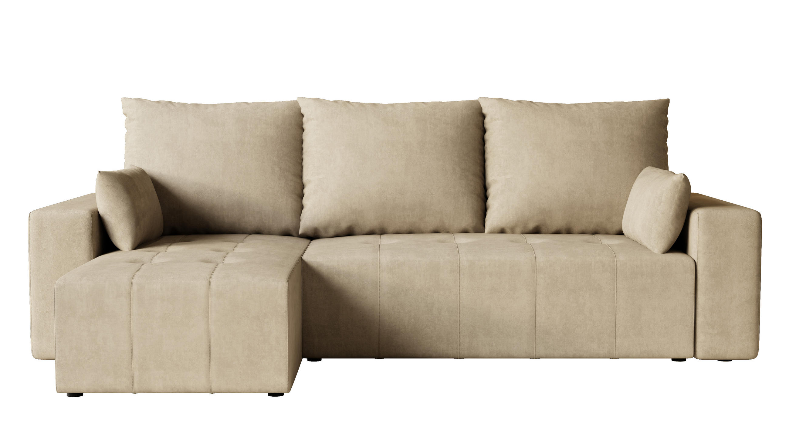 ECKSOFA Tico mit Bettkasten und Schlaffunktion, L-Form/XL-Form, Velourstoff, Universal - Cappuccino, Holzwerkstoff (246/145cm) - 4ALL HOME