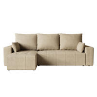 ECKSOFA Tico mit Bettkasten und Schlaffunktion, L-Form/XL-Form, Velourstoff, Universal - Cappuccino, Holzwerkstoff (246/145cm) - 4ALL HOME