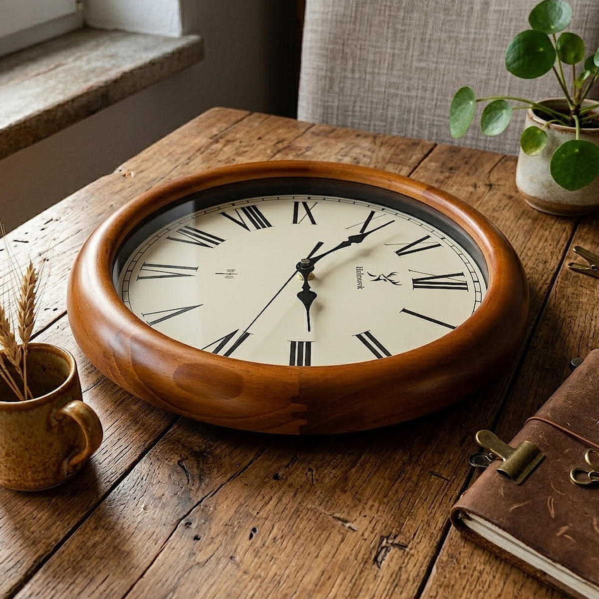 WANDUHR Holz Designer WILDBERG (FUNK) Loft Wand Uhr, beige - Braun, Glas/Holz (35/35/2.2cm) - Holzwerk