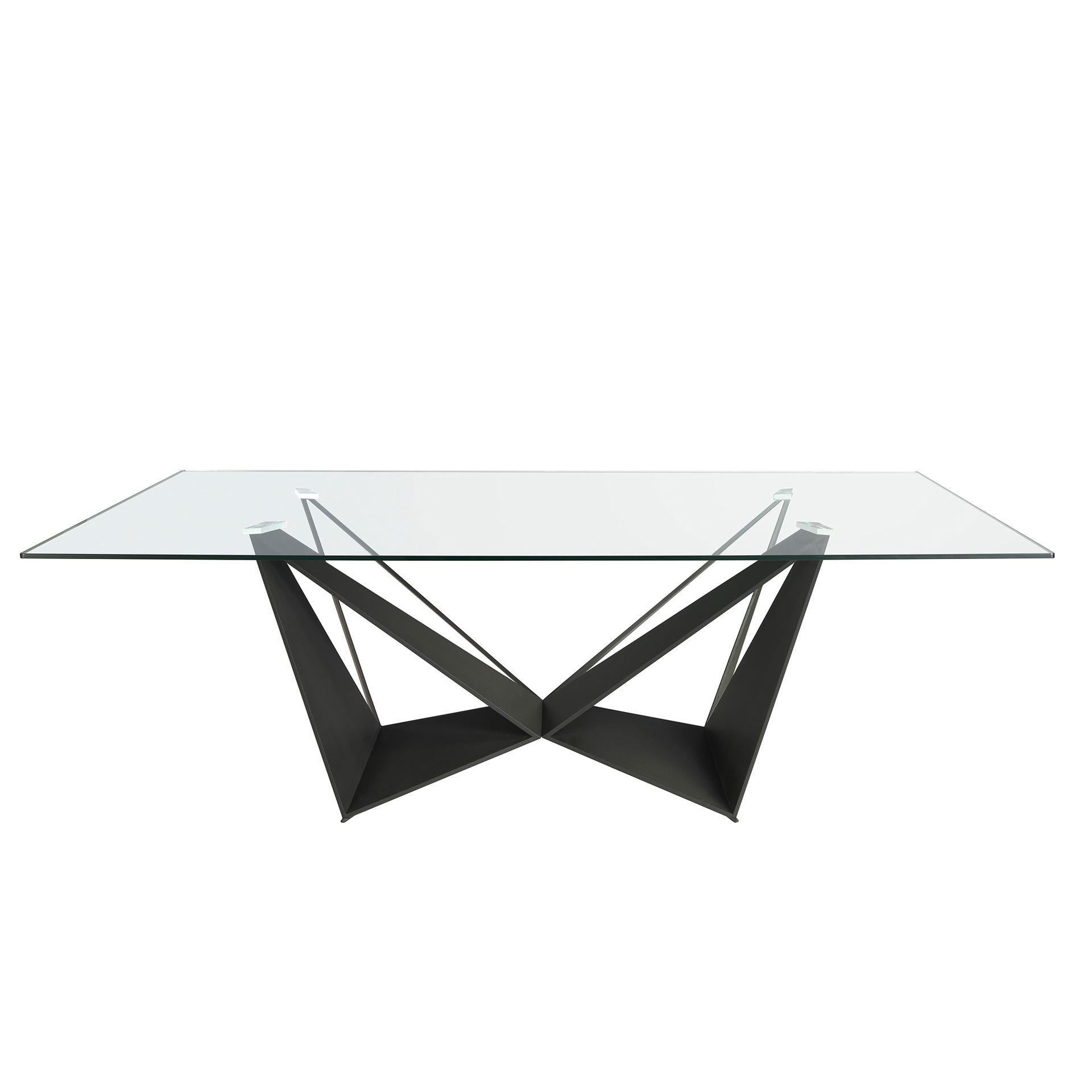 RECHTECKIGER Esstisch aus gehärtetem Glas und schwarzem Edelstahl - Schwarz, Glas/Metall (95/220/75cm) - ANGEL CERDA