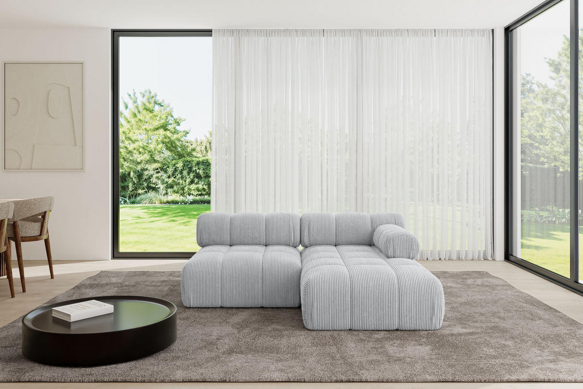 ECKSOFA modulares Sofa Razon-L1 - 190x160x70 cm Grau Cord - Grau, Holzwerkstoff/Textil (190/160cm) - ALTDECOR