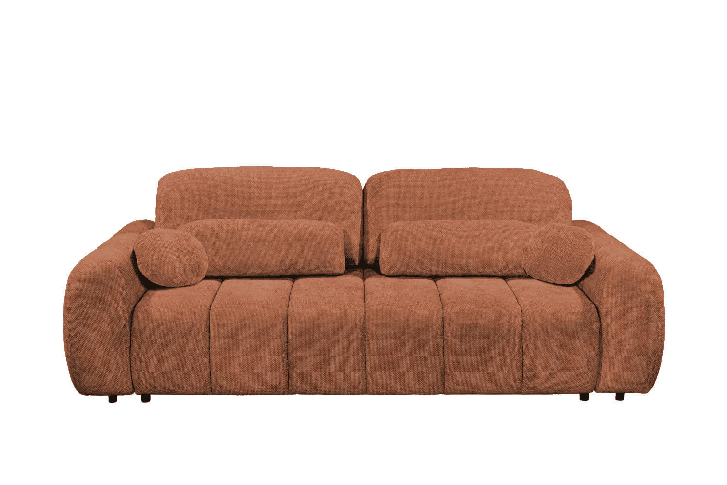 BIGSOFA mit Schlaffunktion und Bettkasten - Terracotta/Schwarz, Kunststoff/Textil (256/91/112cm) - ed exciting design