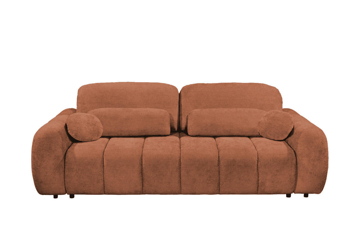 BIGSOFA mit Schlaffunktion und Bettkasten - Terracotta/Schwarz, Kunststoff/Textil (256/91/112cm) - ed exciting design