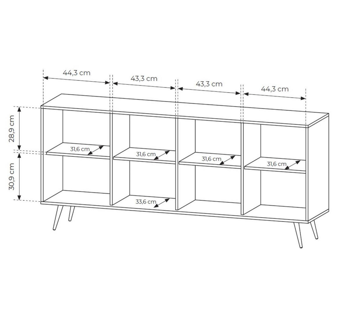 SIDEBOARD FARO, mit LED, Breites Kommode - Eichefarben, Holzwerkstoff (183/83/40cm) - Bettso