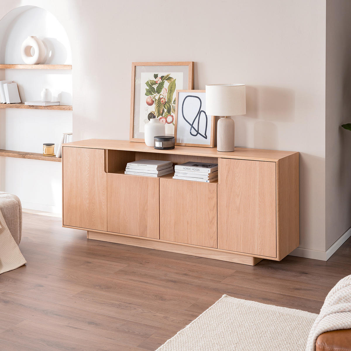 SIDEBOARD - Eiche teilmassiv - Eiche - Braun, Eichenholz/Holz (180/75/40cm) - home24