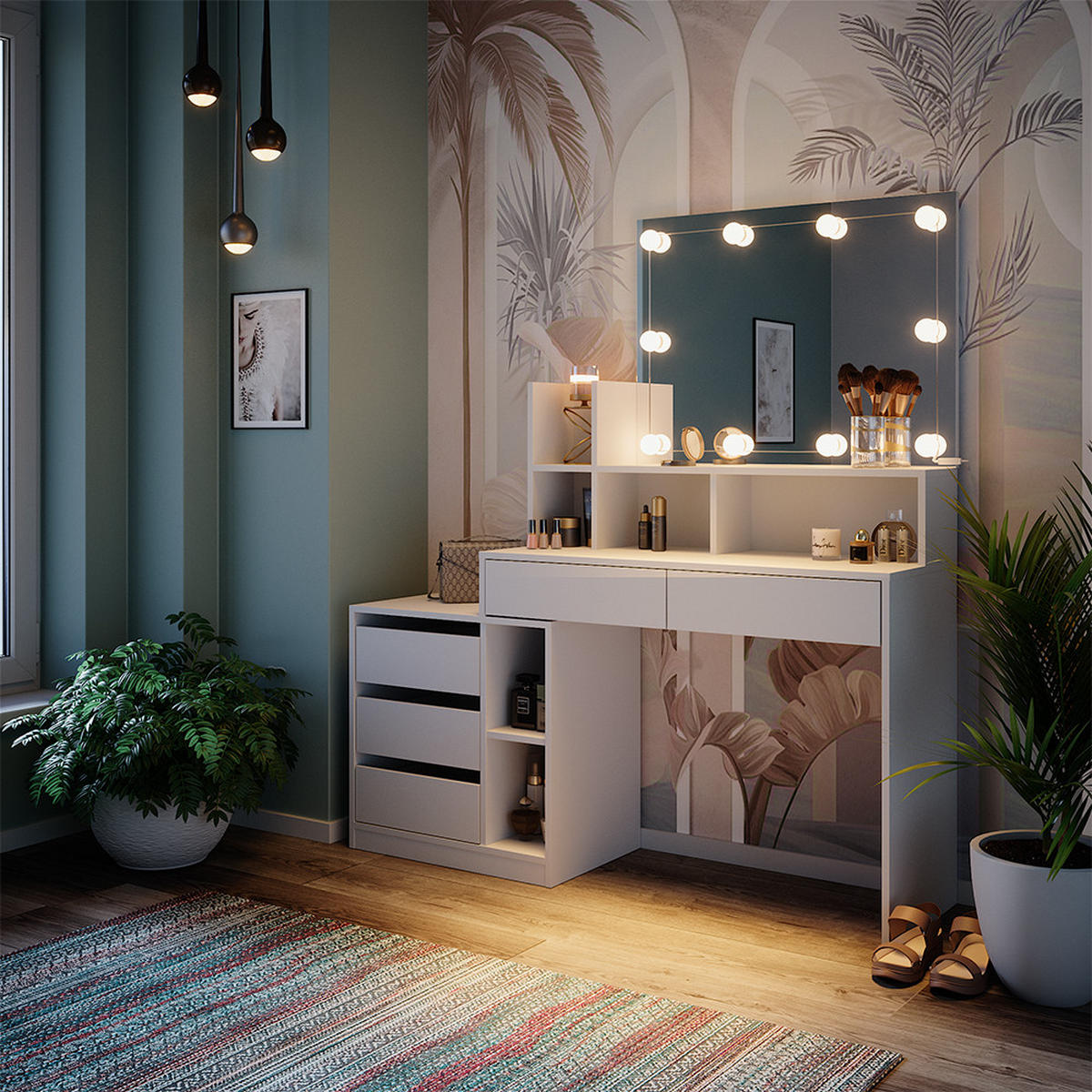 TOALETNÍ STOLEK Anja Bílá - bílá, kompozitní dřevo (139.8/115/40cm) - Vicco