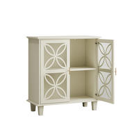 SIDEBOARD 80/38/87 cm creme aus MDF und Holzwerkstoff mit Hartglastüren - Creme, Holzwerkstoff (80/87/38cm) - OKWISH