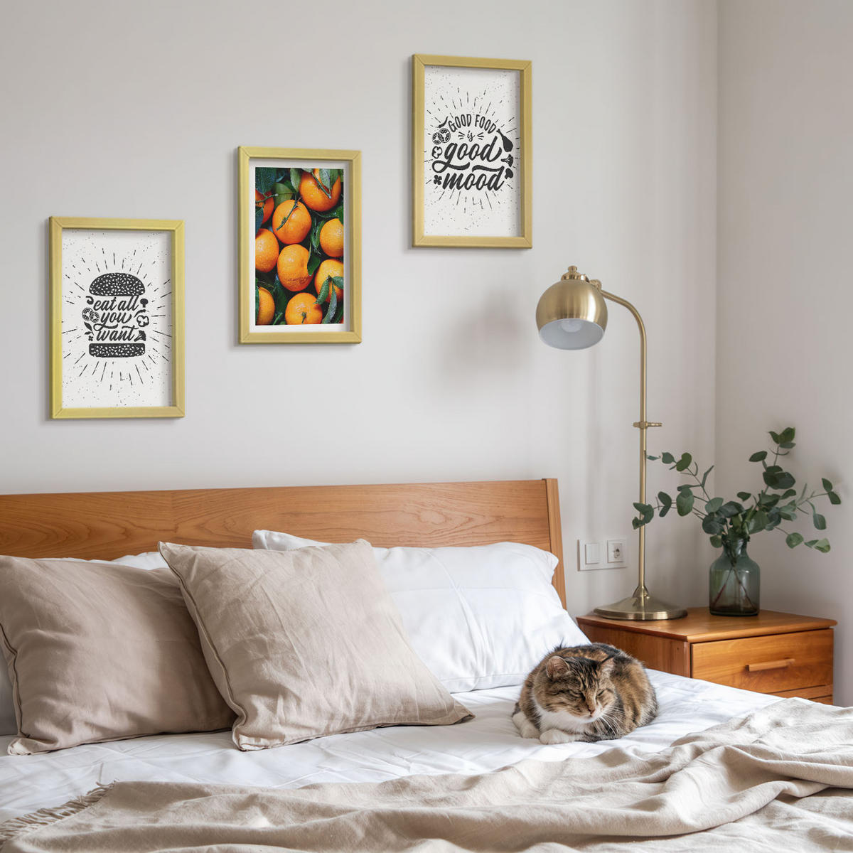 BILDER SET 3er Set - 20x30 cm Goldrahmen - Juicy Oranges Kitchen - Goldfarben, Kunststoff (20/30cm) - TULUP