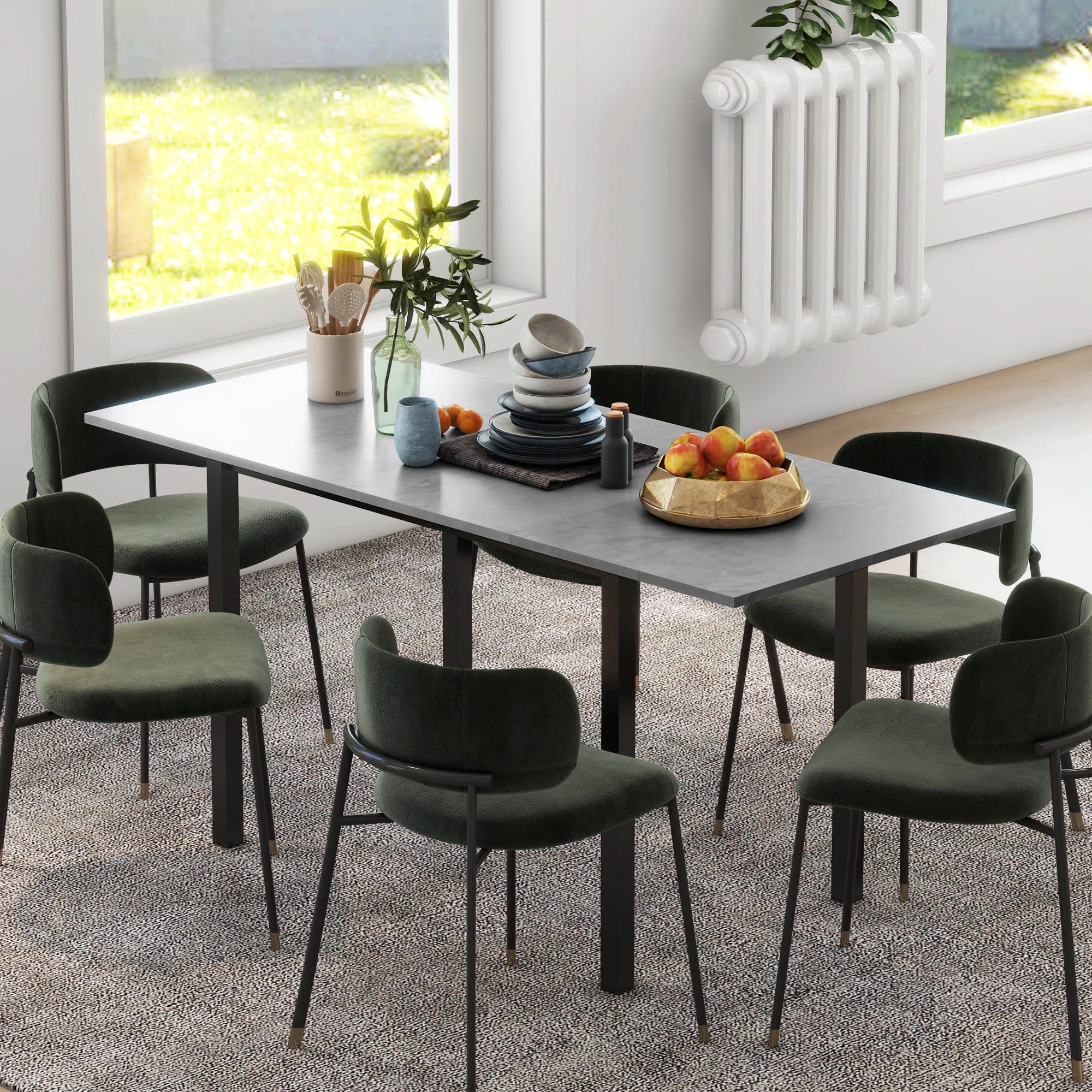 ESSTISCH klappbar, MDF, Stahl Dunkelgrau - Dunkelgrau, Kunststoff (160/70/76cm) - HOMCOM