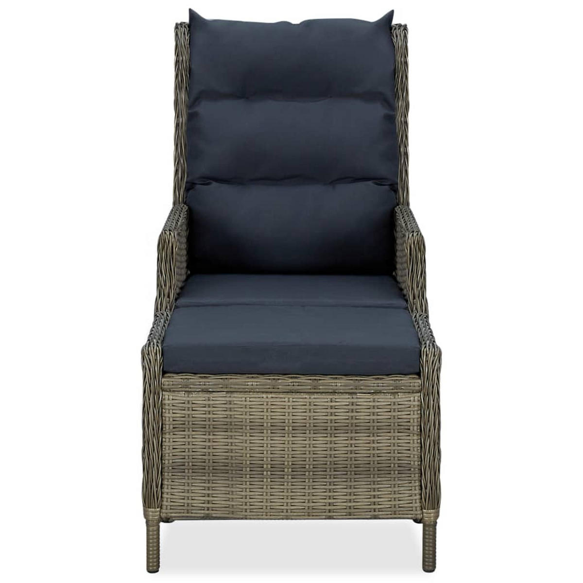 GARTENSESSEL mit verstellbarer Rückenlehne und Fußhocker, 57/88/100 cm, aus Poly Rattan, Braun - Braun, Naturmaterialien/Textil (88/100/57cm) - vidaXL