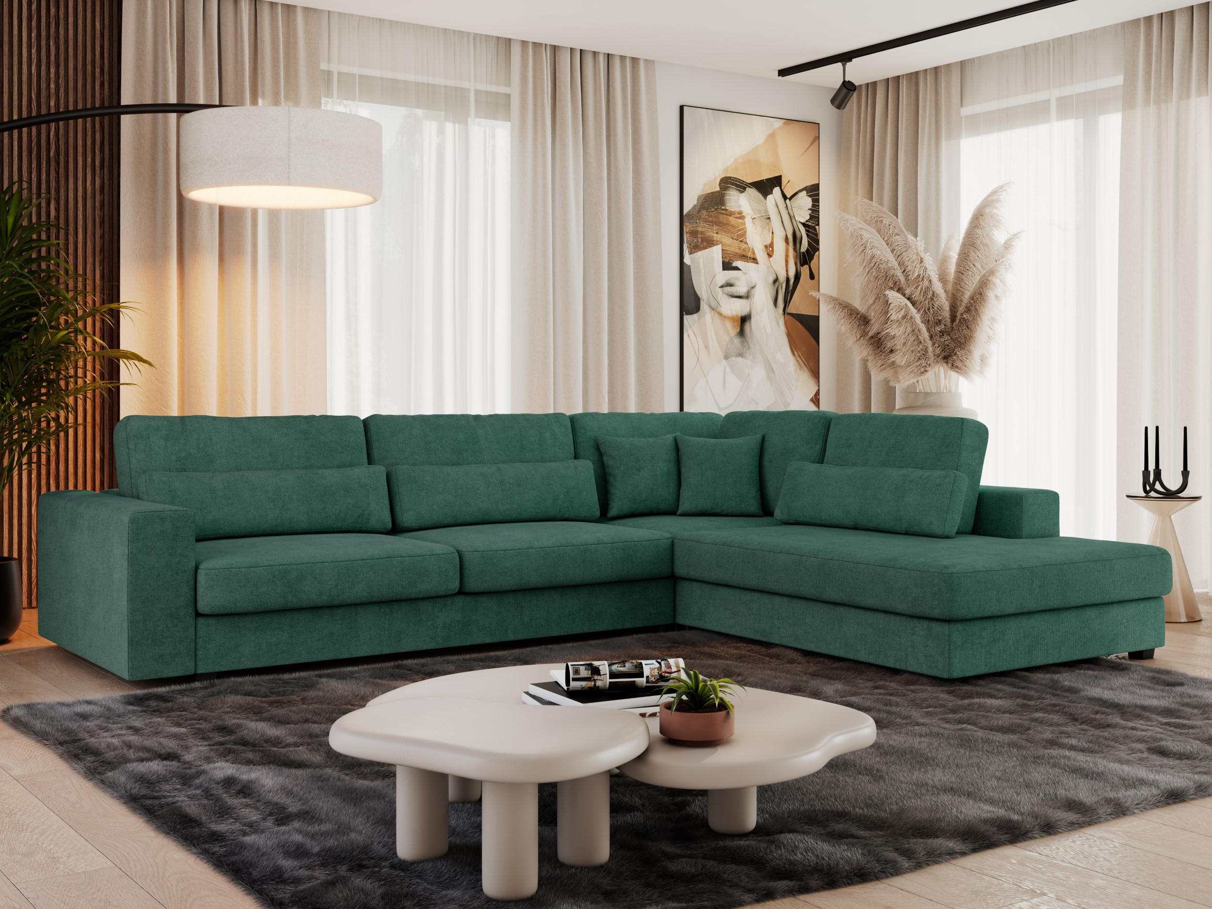 Thumbnail - MKS Ecksofa, Grün, Textil, 3-Sitzer, L-Form,L-Form, 316x249 cm, Oeko-Tex®, Wohnzimmer, Sofas & Couches, Wohnlandschaften...