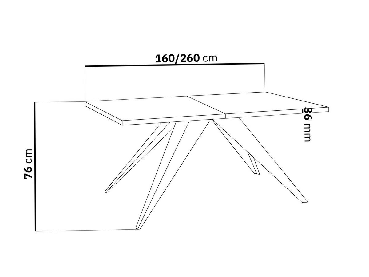 ESSTISCH Vance rechteckig ausziehbar, Marmor Weiß 160-260/90/76 cm - Ecru/Schwarz, Holzwerkstoff/Metall (160/90/76cm) - WFL GROUP
