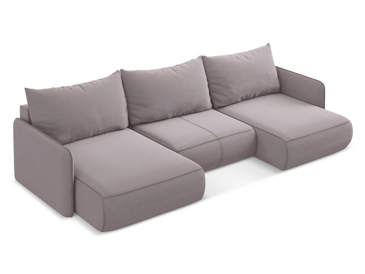 WOHNLANDSCHAFT Samt Stoff Violett - Lila/Flieder, Kunststoff/Textil (290/86/148cm) - Makamii