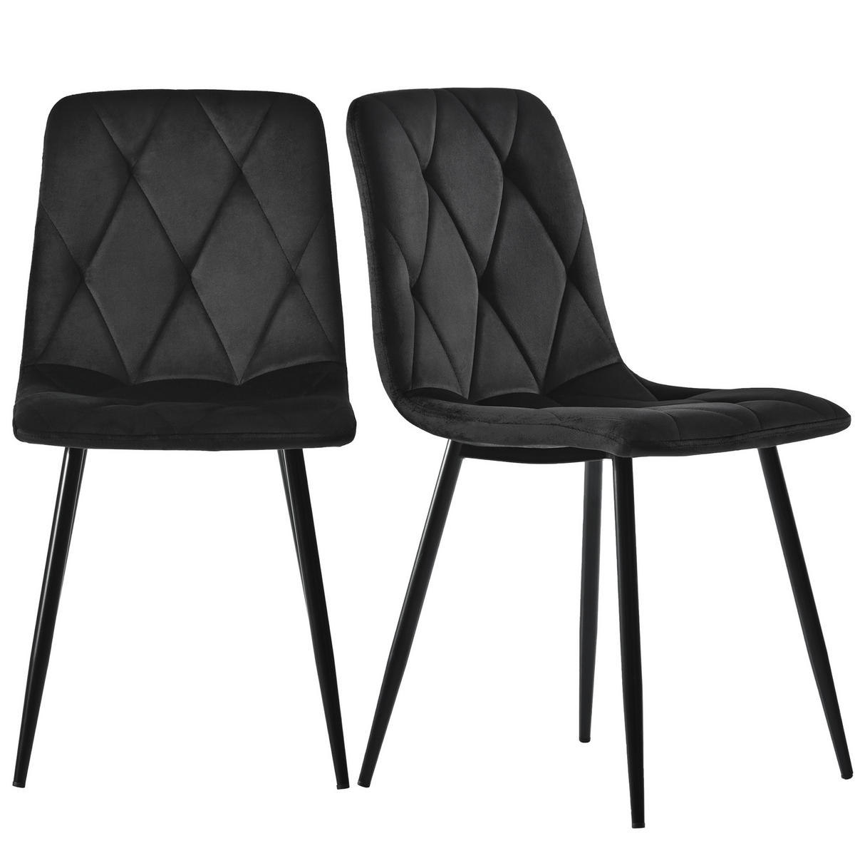 ESSZIMMERSTUHL 4er-Set mit Rückenlehne Samt Schwarz - Schwarz, Metall (40/86/45cm) - Meubliv