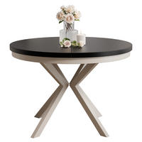 AUSZIEHTISCH MILTON 90-166/76 cm mit Metallgestell, Kaschmir / Schwarz Molet - Kaschmir/Schwarz, Holzwerkstoff/Metall (90/90/76cm) - Idohome