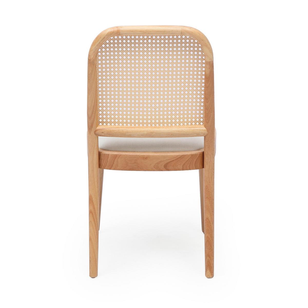 ESSZIMMERSTÜHLE 4er-Set Massivholz Rattan Leinen Holz - Naturfarben, Holz (52/84/45cm) - FLIEKS