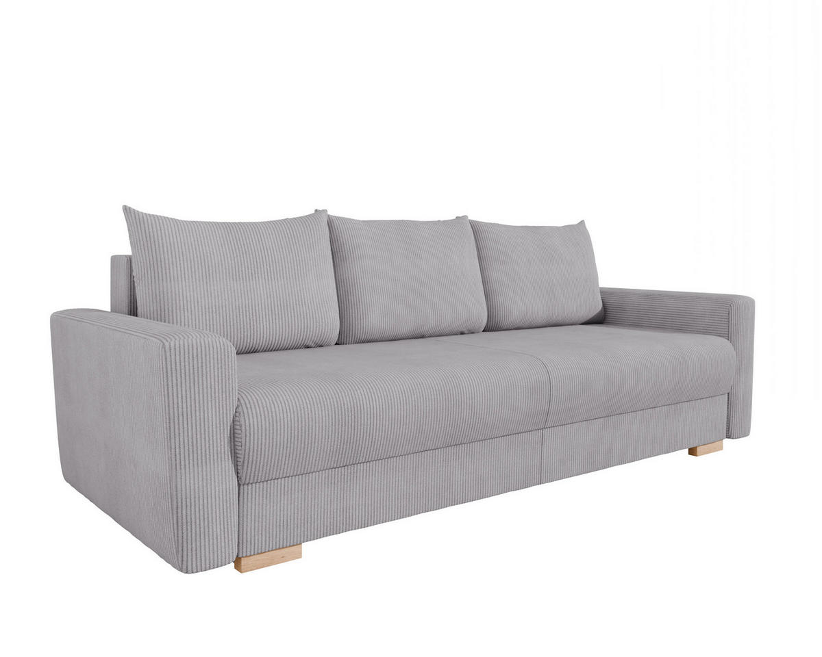 3-SITZER-SCHLAFSOFA ELMA mit Bettfunktion, hellgrau - Hellgrau, Holz (92.5/79/230cm) - Homesy