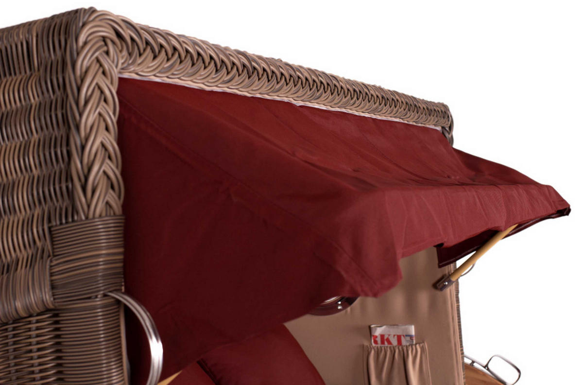 STRANDKORB XXL Düne Grande Teak PE Grey - Rot/Braun, Metall (170/170/95cm) - Mr. Deko