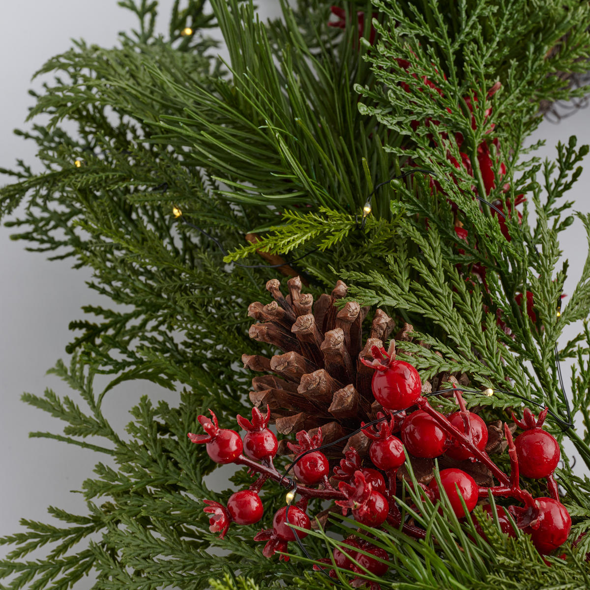 WEIHNACHTSKRANZ LED Holger, 65x65x17 cm - Grün, Kunststoff (65/17/65cm) - home&you