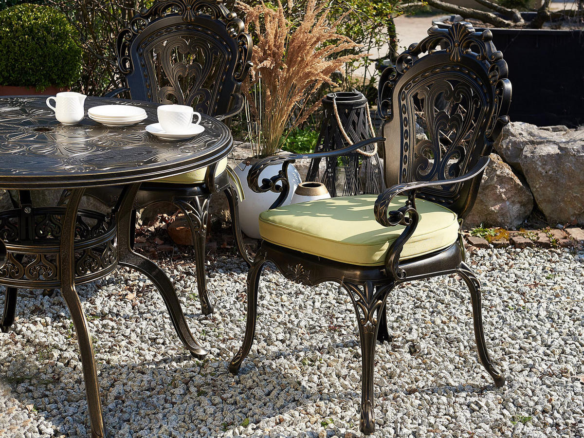 GARTENSTUHL 2er-Set Aluminium dunkelbraun Sapri - Dunkelbraun, Metall (69/97/55cm) - Beliani