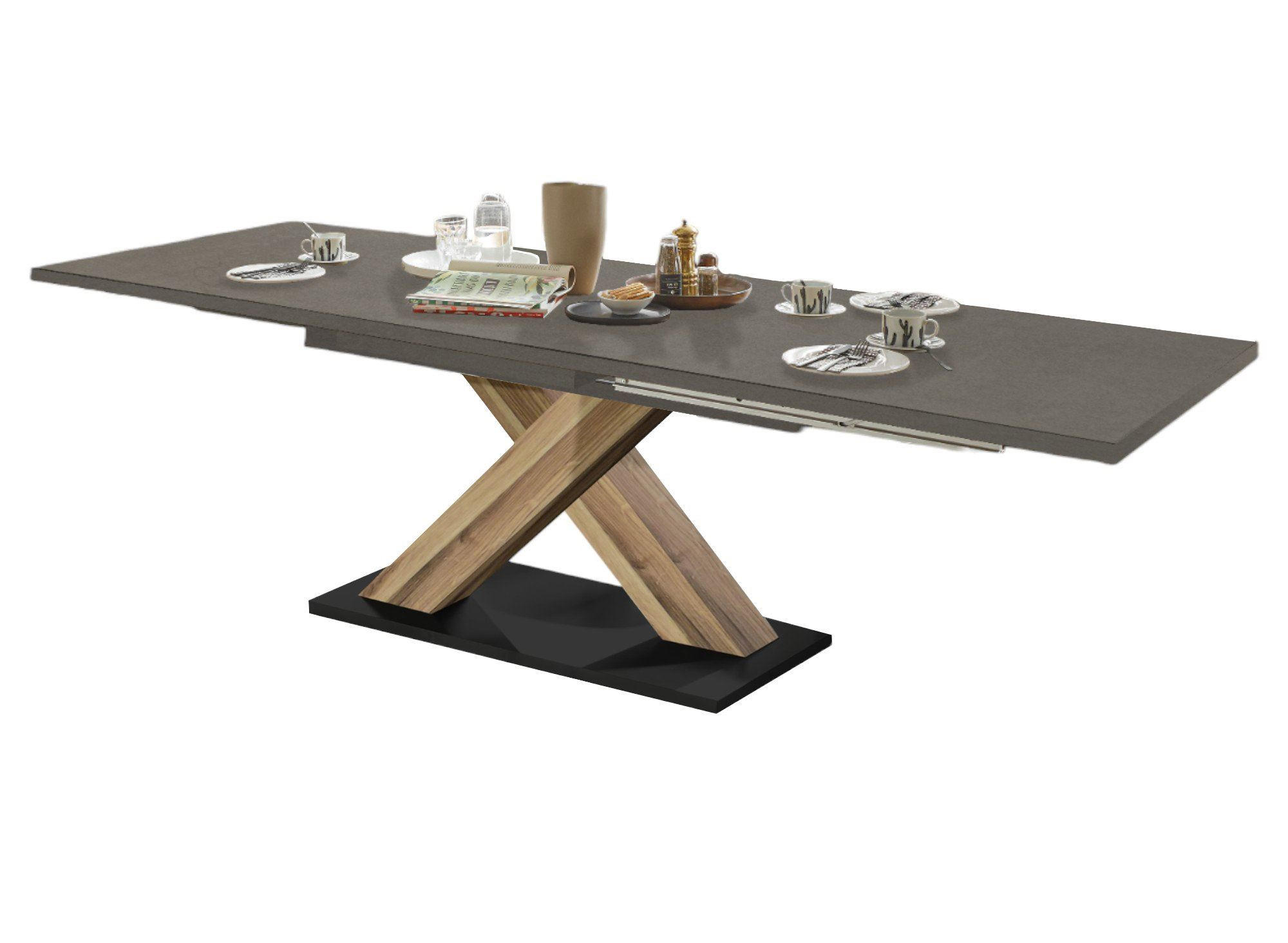 ESSTISCH ausziehbar Elene 160x90x76 Plankeneiche/Graphit - Grau, Holzwerkstoff (160/90/76cm) - 58aufmkessel