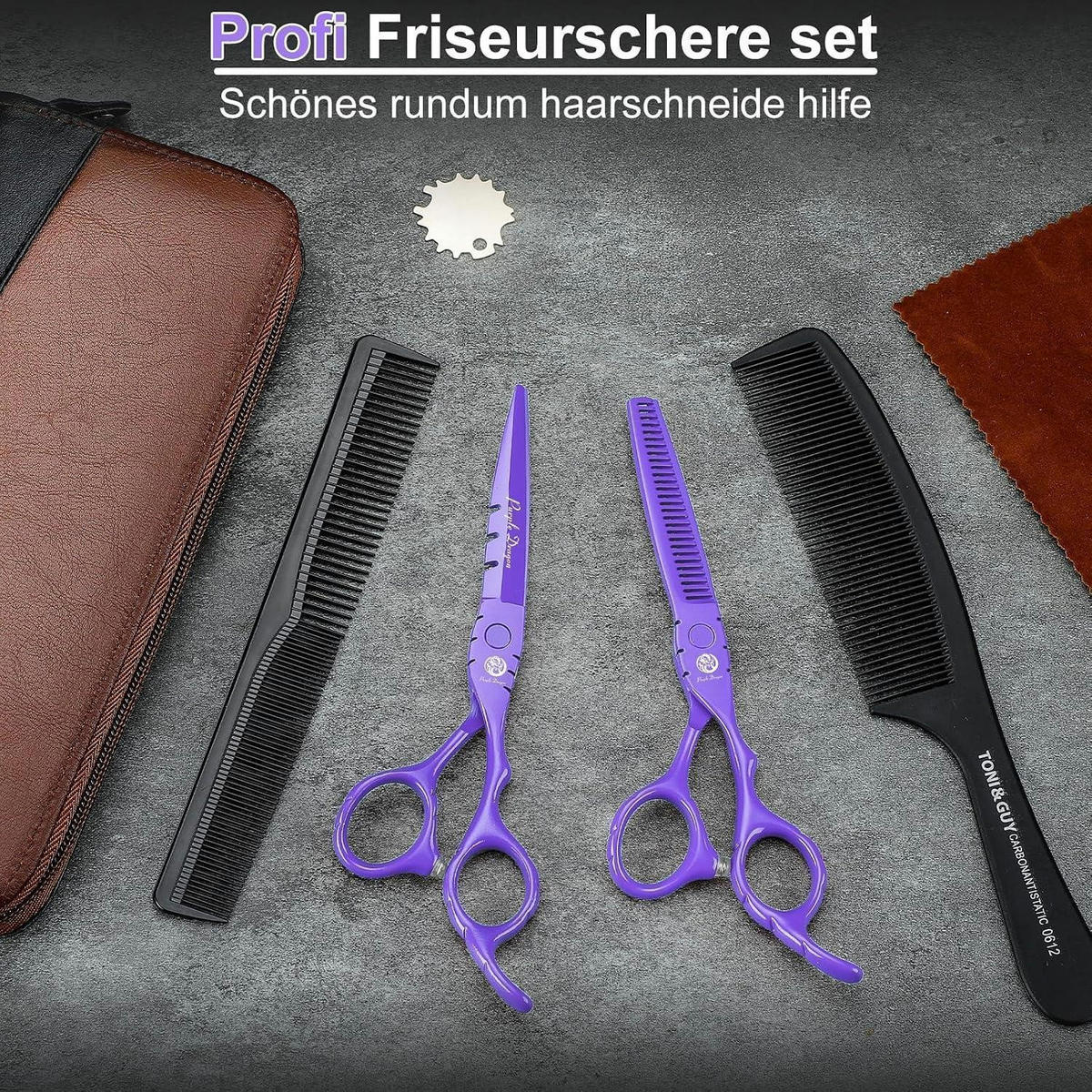 FRISEURSCHEREN Set 5,5 Zoll Lila 2-teiliges Set - Lila, Metall (4.5/2.5/15.5cm)