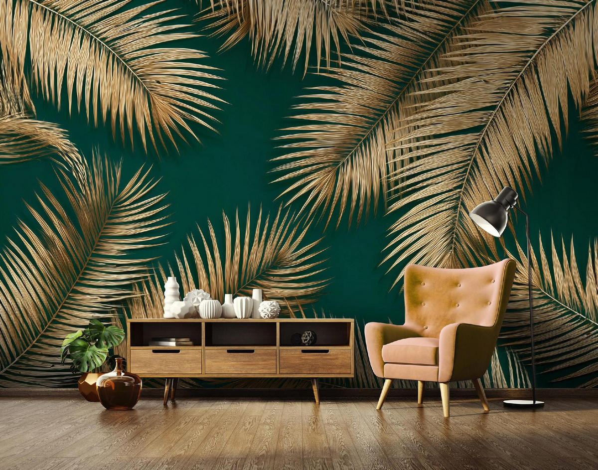 FOTOTAPETE Blätter Abstrakt Grün 300x210 cm - Multicolor, Papier (300/210cm) - Wallarena