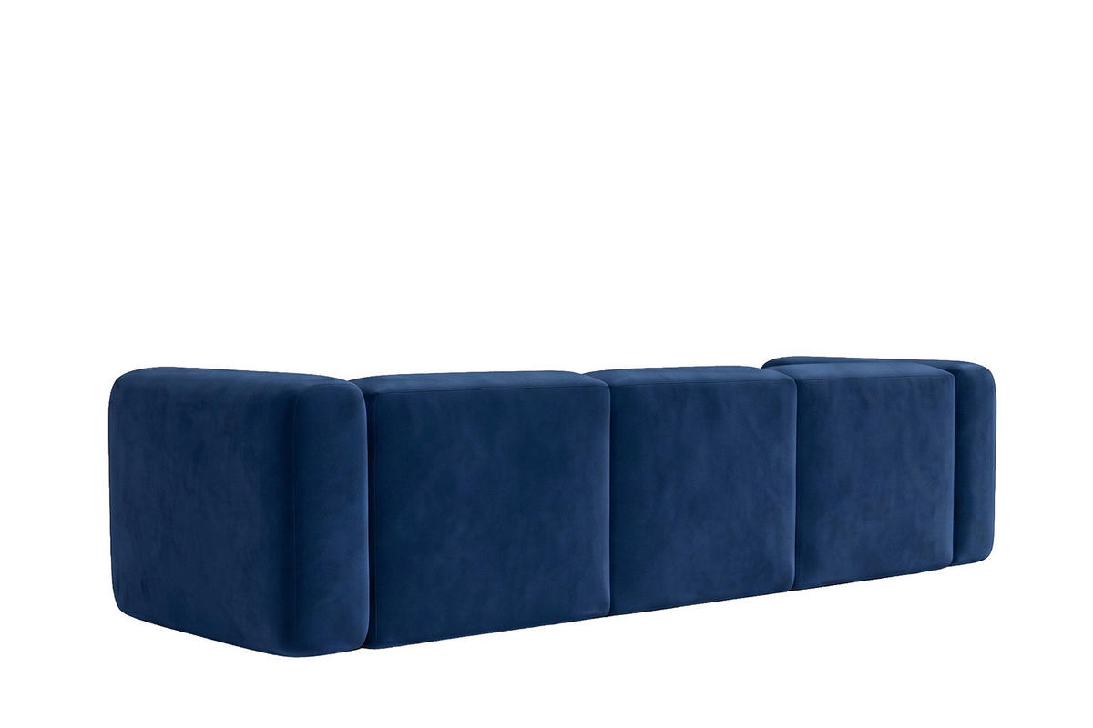 ECKSOFA L-Form, Velvet-Stoff Bluvel, Tintenblau, Links, GRETA - Blau, Holz (318/179cm) - Kaiser Möbel