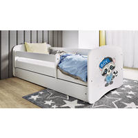 KINDERBETT Waschbär 70x140 cm mit Schublade, Rausfallschutz & Lattenrost, Weiß - Weiß, Holzwerkstoff (70/140cm) - RAUMHIRSCH FURNITURE