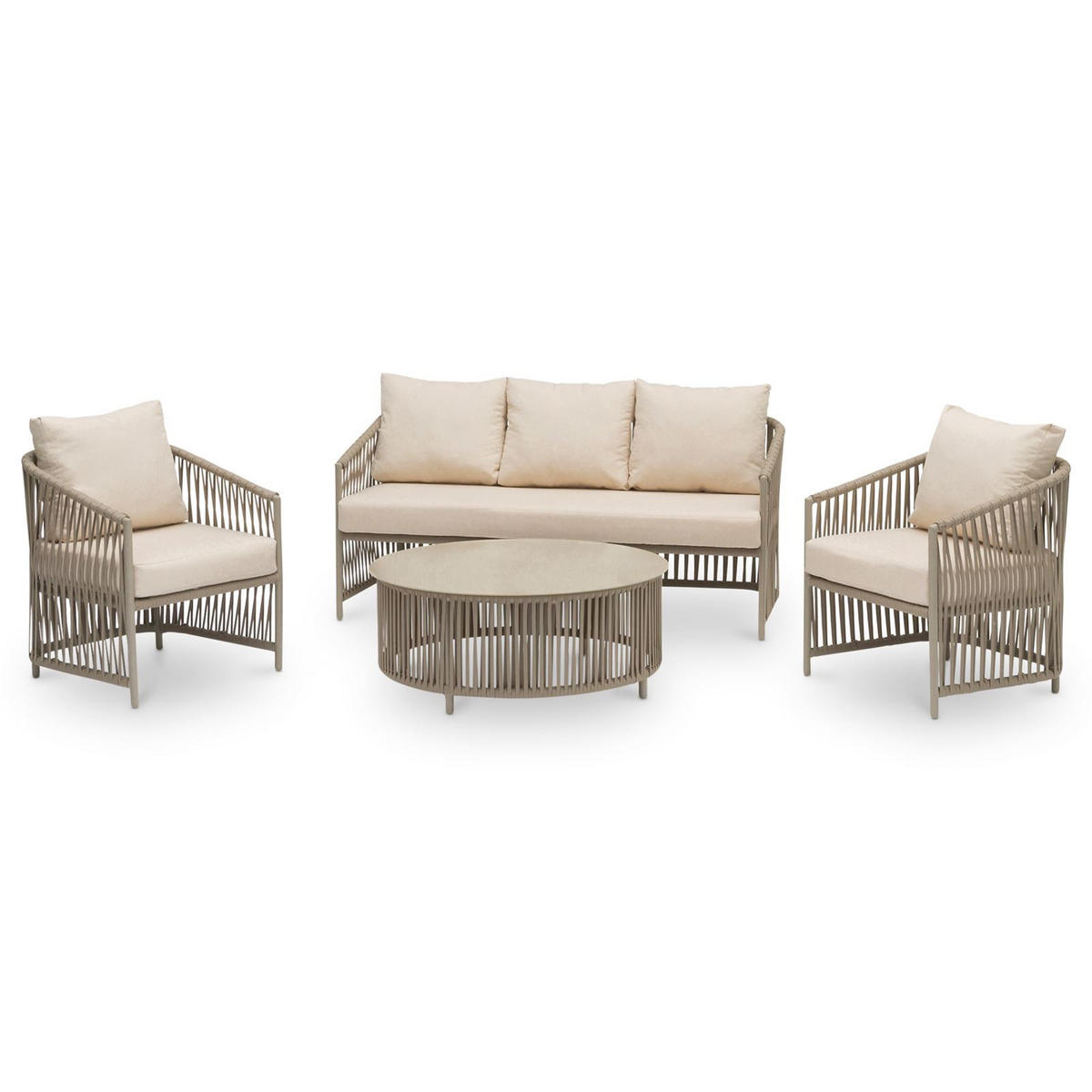GARTENLOUNGE KULO 4er Set champagne - Champagner, Textil - IDIMEX