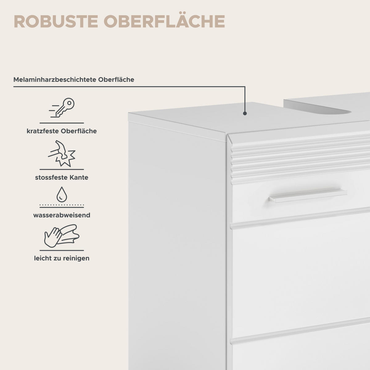 BADMÖBEL Set Linus 3tlg. Bad Kombination in Weiß o. Schwarz (B/H/T: 105x182x34 cm) - Weiß, Holz (105/182/34cm)