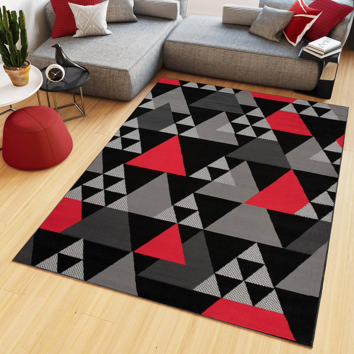 TEPPICH MAYA Rot Dreiecke Meliert 300/400 cm - Rot, Textil (300/400cm) - Tapiso