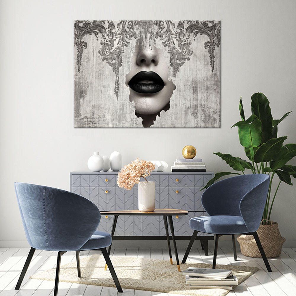 WANDBILD frauengesicht abstraktion - Grau, Textil (60/40cm) - Feeby