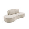 SOFA Molly – Freistehendes halbrundes Designsofa mit zwei eleganten, abnehmbaren RückenKissen, Curio Stoff, Größe: 234x101x88 cm, Beige - Beige, Holz/Textil (234/88/101cm) - DomoHome
