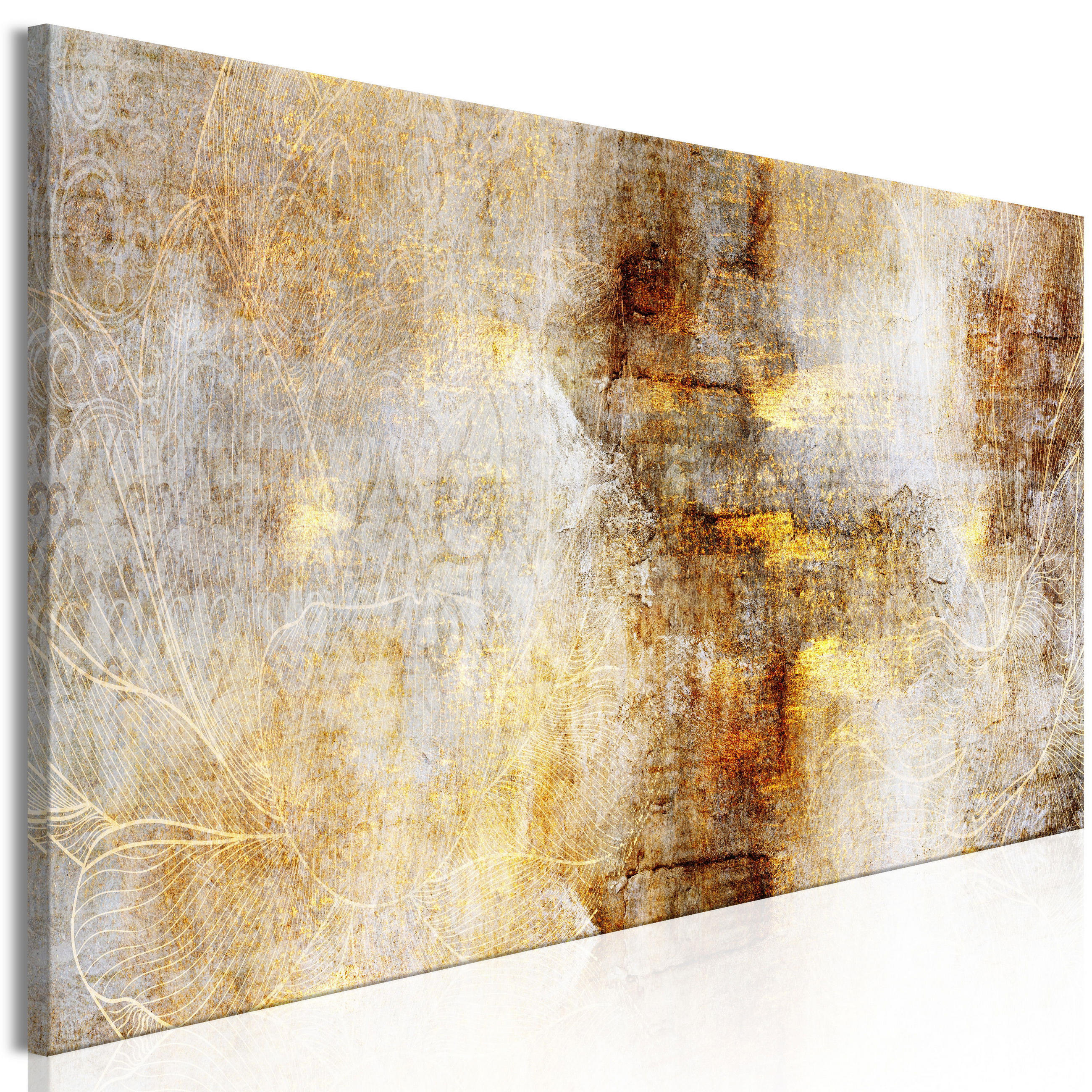 KUNSTDRUCK Gold 135/45 cm - Goldfarben/Grau, Textil (135/45cm) - KUNSTLOFT