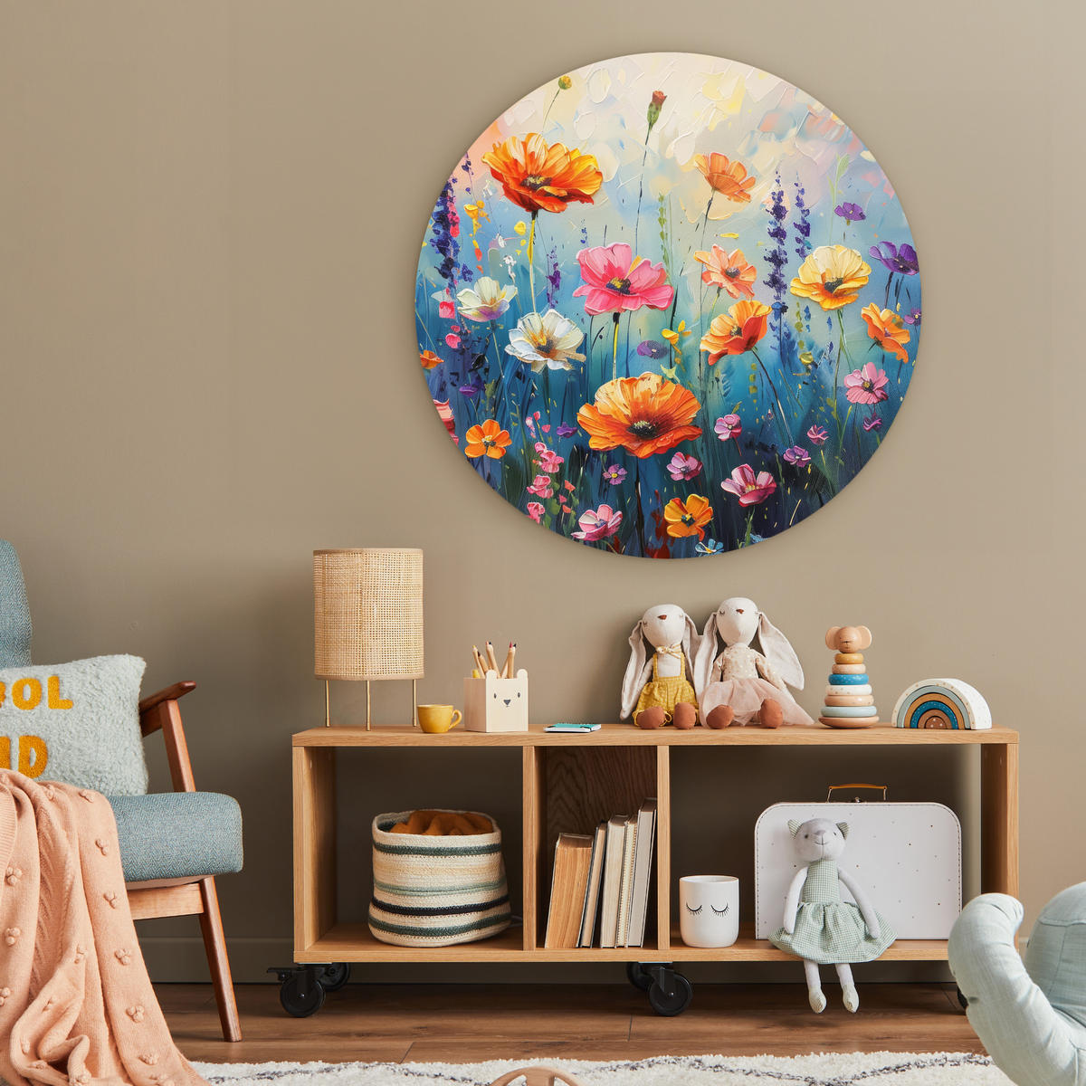 WANDBILD Blumen - Natur - Aquarell - Kunst 90x90 cm - Multicolor, Kunststoff (90/90cm) - MuchoWow