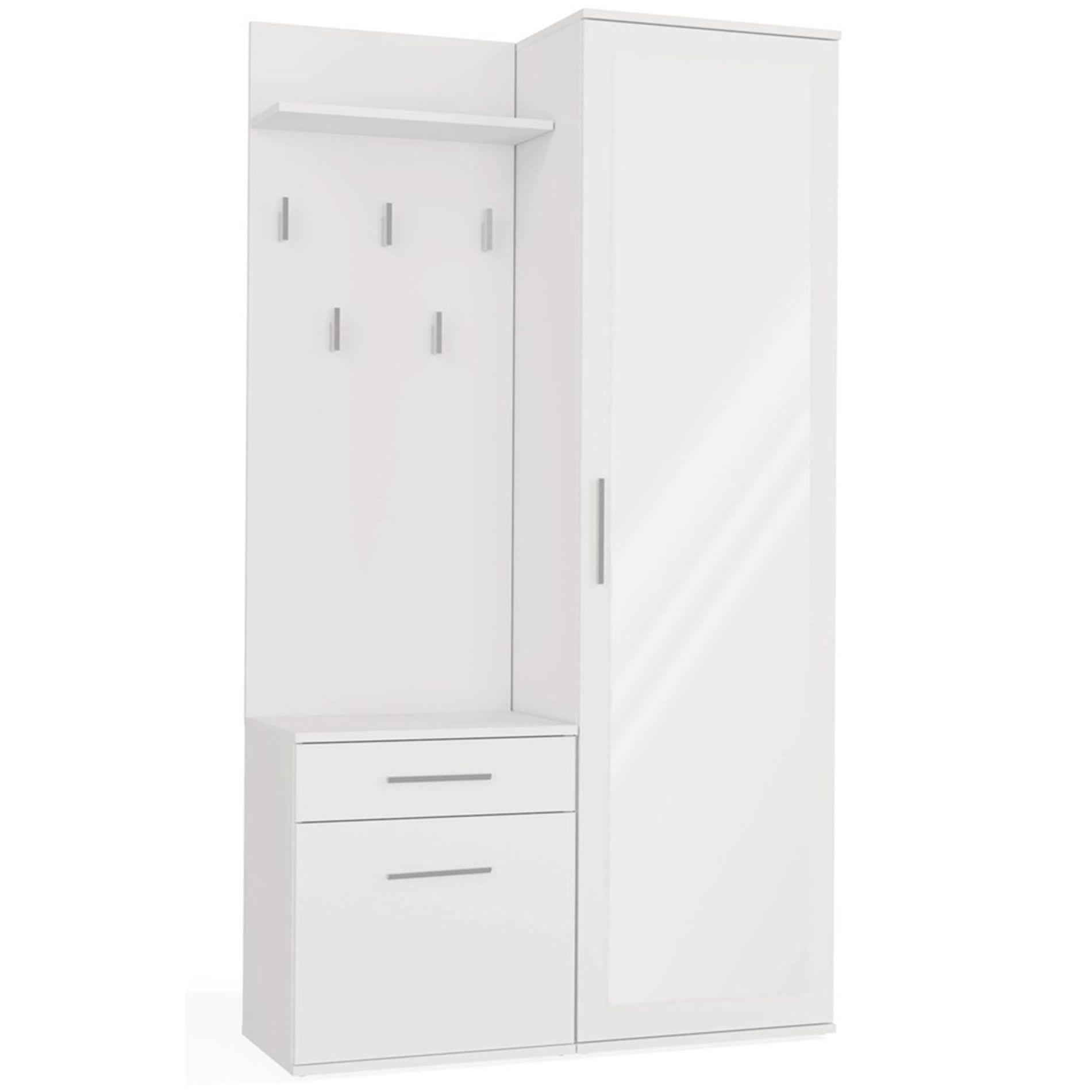 FLURMÖBEL-SET Duvio Weiß - Silberfarben/Weiß, Holzwerkstoff/Kunststoff (100/35/180cm) - Selsey