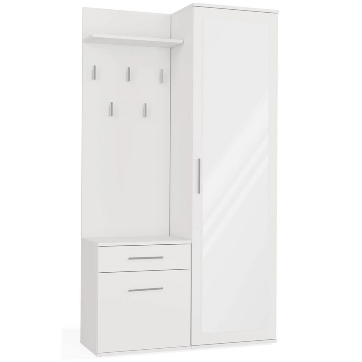 FLURMÖBEL-SET Duvio Weiß - Silberfarben/Weiß, Holzwerkstoff/Kunststoff (100/35/180cm) - Selsey