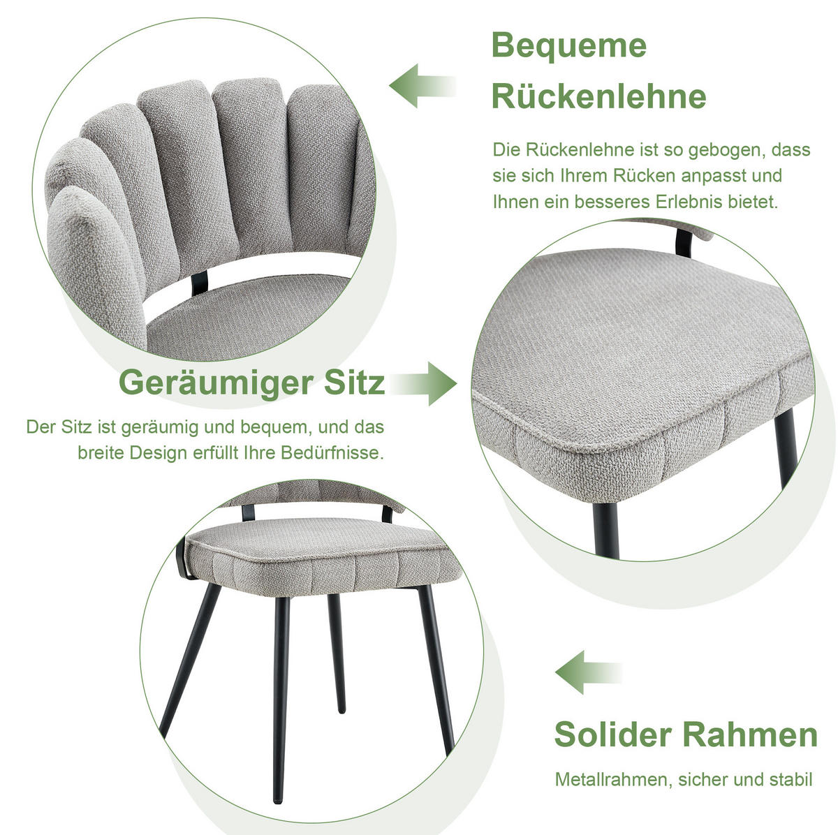 ESSTISCH-SET 5-tlg. rund 107 cm Nussbaumoptik Grau Schwarz - Grau, Metall (107/75/107cm) - Meubliv