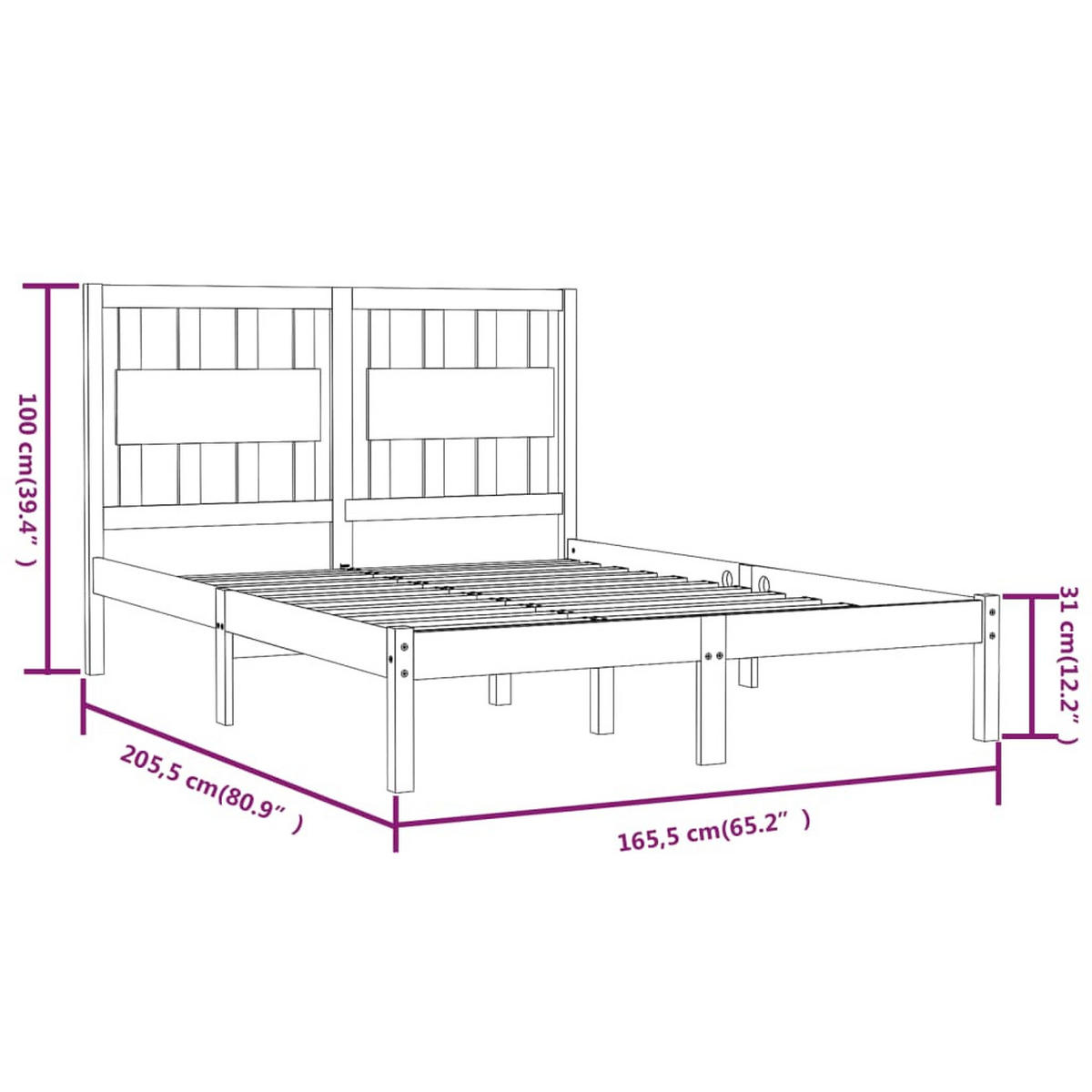 BETT Kolar 165.5/205.5 cm - Braun, Holz (160/200cm) - Nettlife